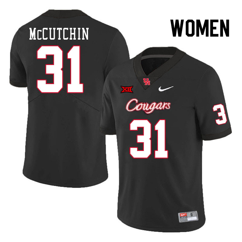 Women #31 Latrell McCutchin Houston Cougars College Football Jerseys Stitched Sale-Black